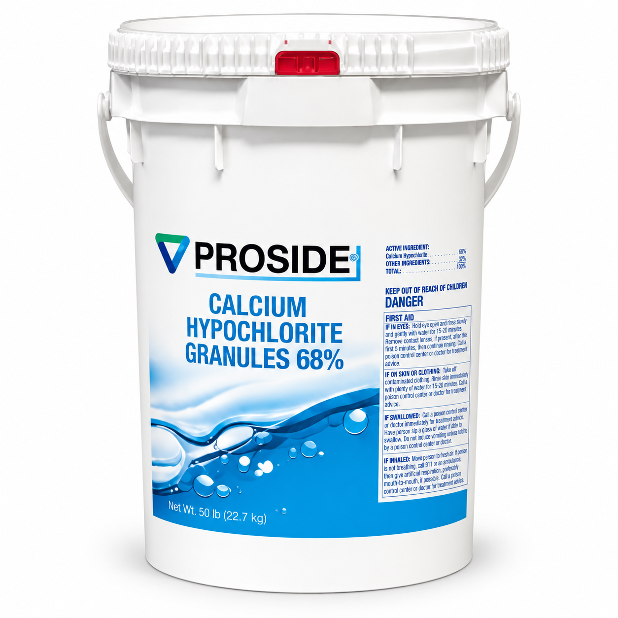 ProSide Cal Hypo 68% 50 lb pail packaging illustration