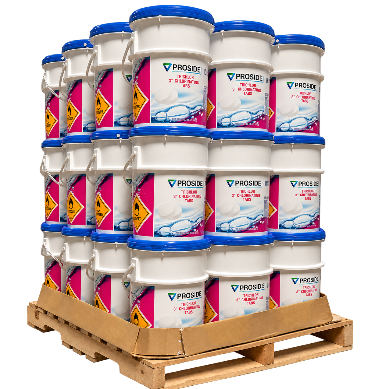ProSide Trichlor pails on a pallet illustration